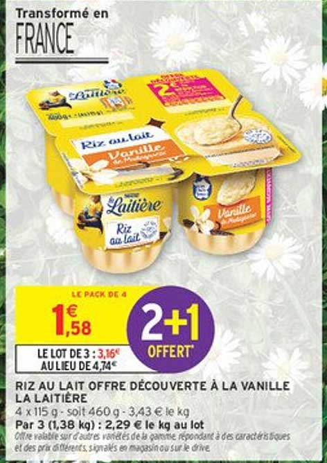 RIZ AU LAIT OFFRE DÉCOUVERTE À LA VANILLE LA LAITIÈRE