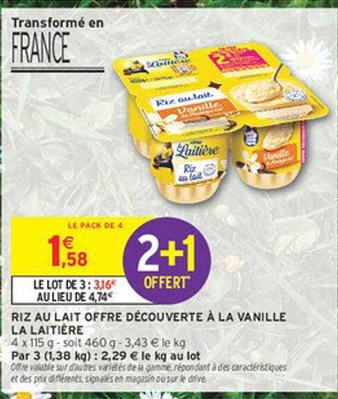 RIZ AU LAIT OFFRE DÉCOUVERTE À LA VANILLE LA LAITIÈRE