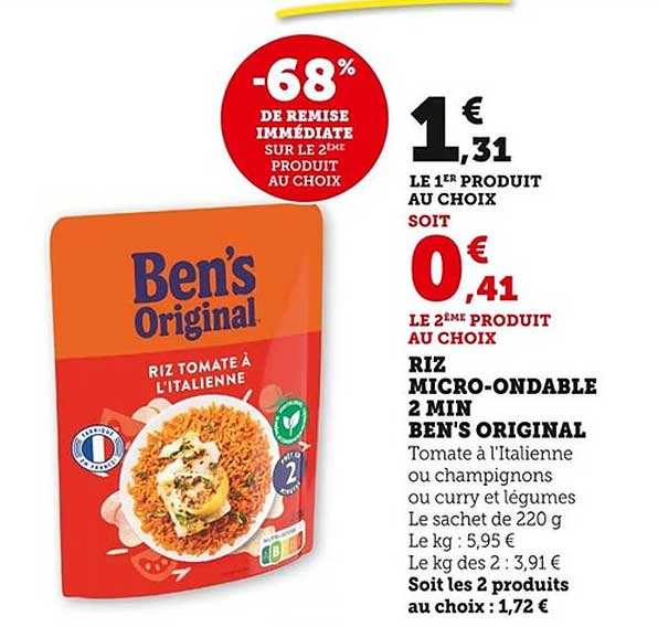 Riz Micro-Ondable 2 Min Ben's Original