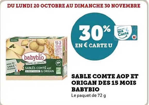 SABLE COMTE AOP ET ORIGAN DES 15 MOIS BABYBIO