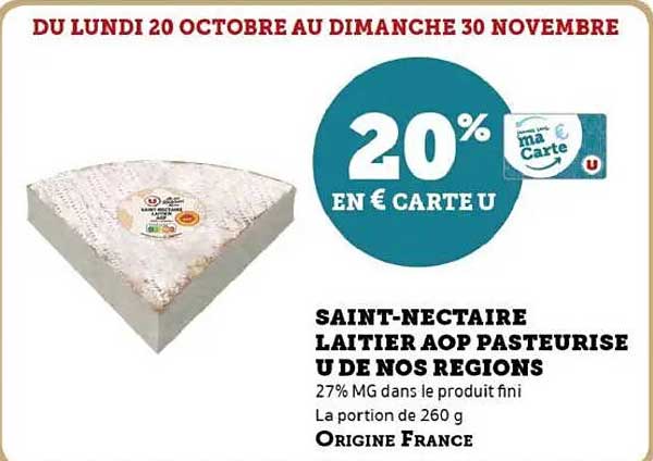 SAINT-NECTAIRE LAITIER AOP PASTEURISE U DE NOS REGIONS