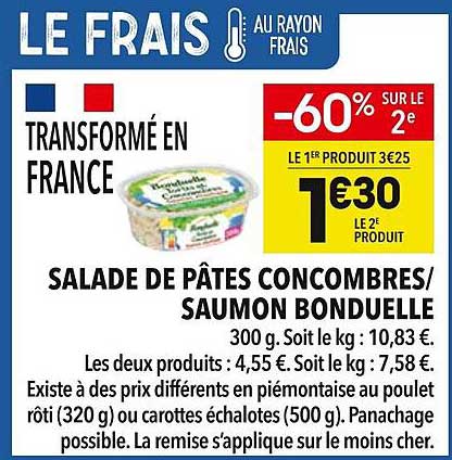 SALADE DE PÂTES CONCOMBRES/SAUMON BONDUELLE