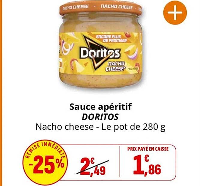 Sauce apéritif DORITOS Nacho cheese - Le pot de 280 g