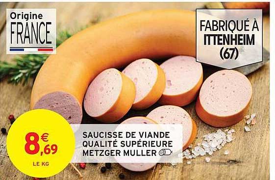 SAUCISSE DE VIANDE QUALITÉ SUPÉRIEURE METZGER MULLER