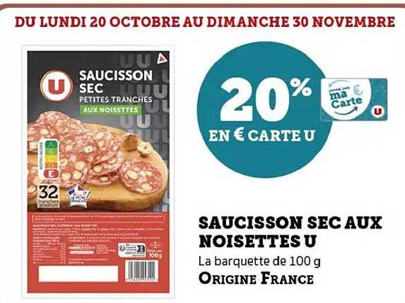 SAUCISSON SEC AUX NOISETTES U