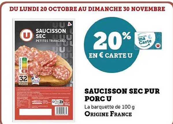SAUCISSON SEC PUR PORC U
