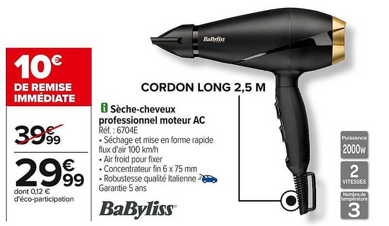 Sèche-cheveux professionnel moteur AC