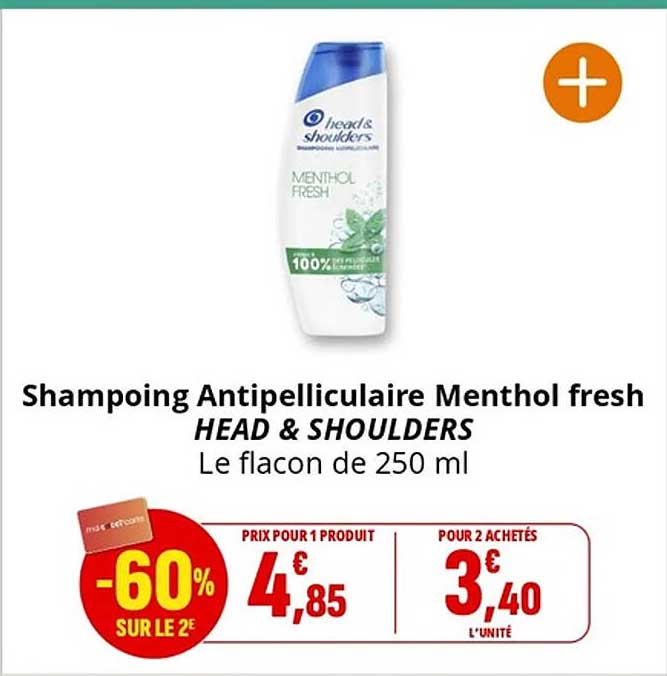 Shampoing Antipelliculaire Menthol fresh HEAD & SHOULDERS Le flacon de 250 ml