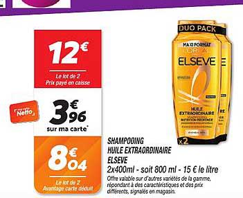 SHAMPOOING HUILE EXTRAORDINAIRE ELSEVE 2x400ml