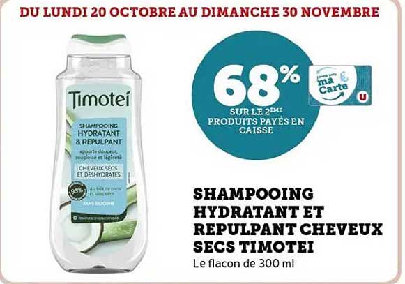 SHAMPOOING HYDRATANT ET REPLUPANT CHEVEUX SECS TIMOTEI