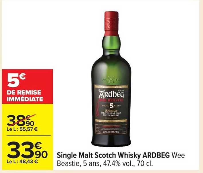Single Malt Scotch Whisky ARDBEG Wee Beastie, 5 ans, 47.4% vol., 70 cl.