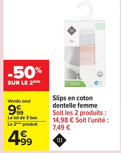 Slips en coton dentelle femme