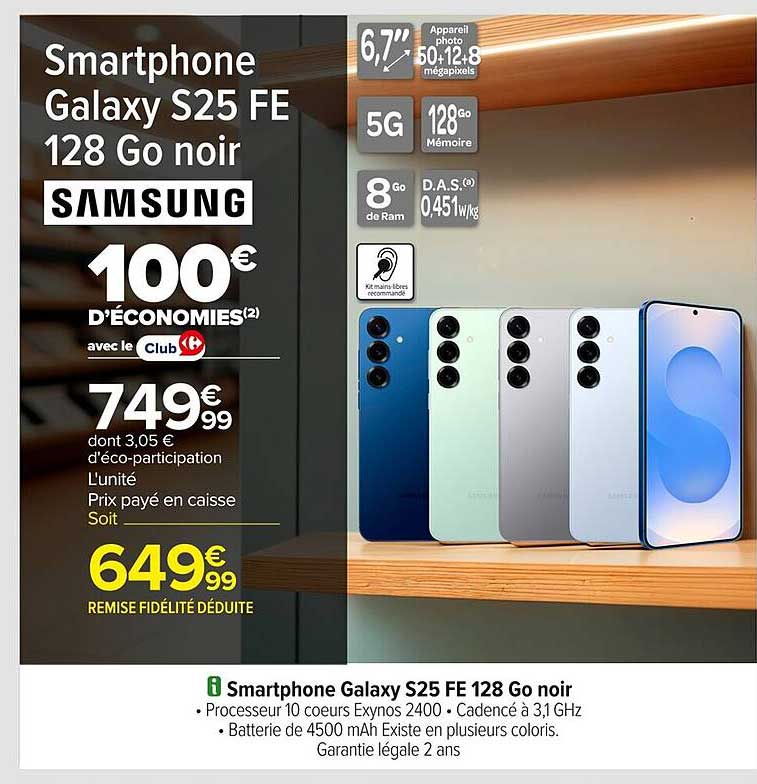 Smartphone Galaxy S25 FE 128 Go noir