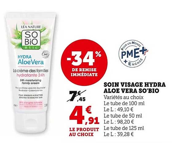 SOIN VISAGE HYDRA ALOE VERA SO'BIO