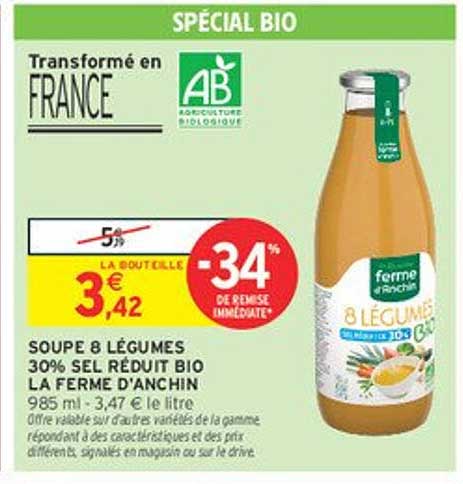 SOUPES 8 LÉGUMES 30% SEL RÉDUIT BIO LA FERME D'ANCHIN