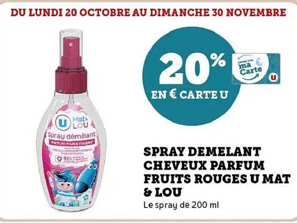 SPRAY DEMÉLANT CHEVEUX PARFUM FRUITS ROUGES U MAT & LOU