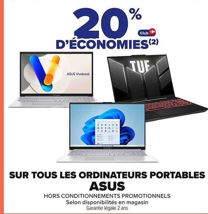 SUR TOUS LES ORDINATEURS PORTABLES ASUS