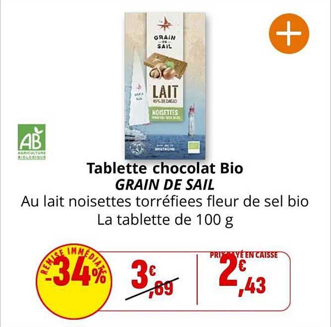 Tablette chocolat Bio GRAIN DE SAIL