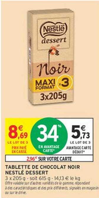 TABLETTE DE CHOCOLAT NOIR NESTLÉ DESSERT