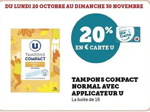 TAMPONS COMPACT NORMAL AVEC APPLICATEUR U