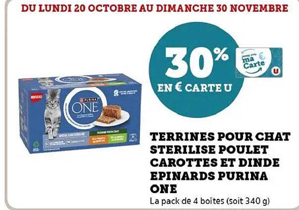 Terrines pour chat stérilisé poulet carottes et dinde épinards Purina ONE