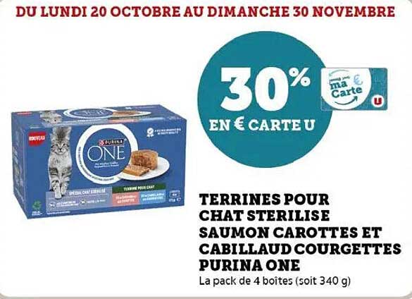 Terrines pour chat stérilisé saumon carottes et cabillaud courgettes Purina One