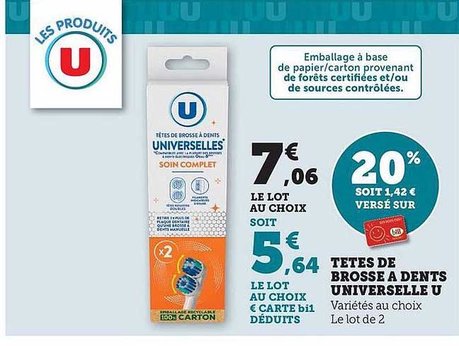 TETES DE BROSE À DENTS UNIVERSELLES U