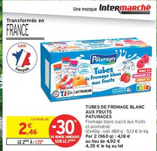 TUBES DE FROMAGE BLANC AUX FRUITS PATURAGES