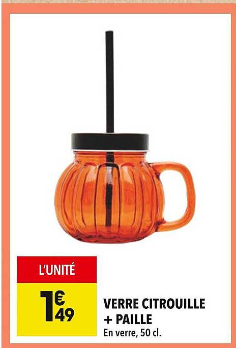 VERRE CITROUILLE + PAILLE