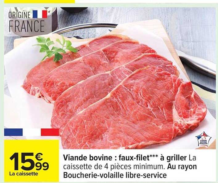 Viande bovine : faux-filet*** à griller