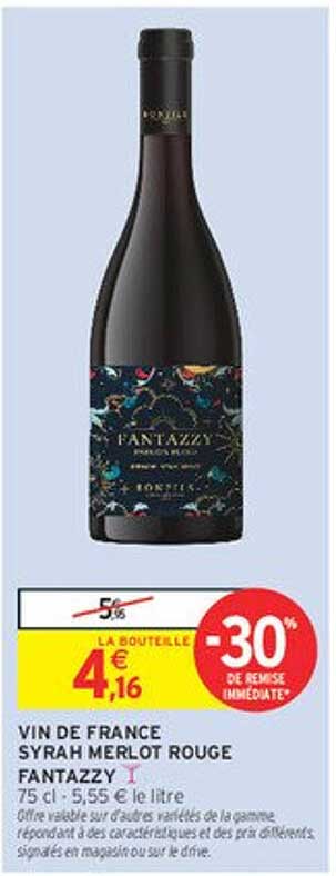VIN DE FRANCE SYRAH MERLOT ROUGE FANTAZZY