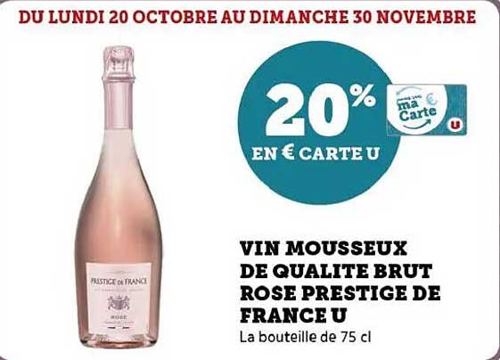 VIN MOUSSEUX DE QUALITE BRUT ROSE PRESTIGE DE FRANCE U