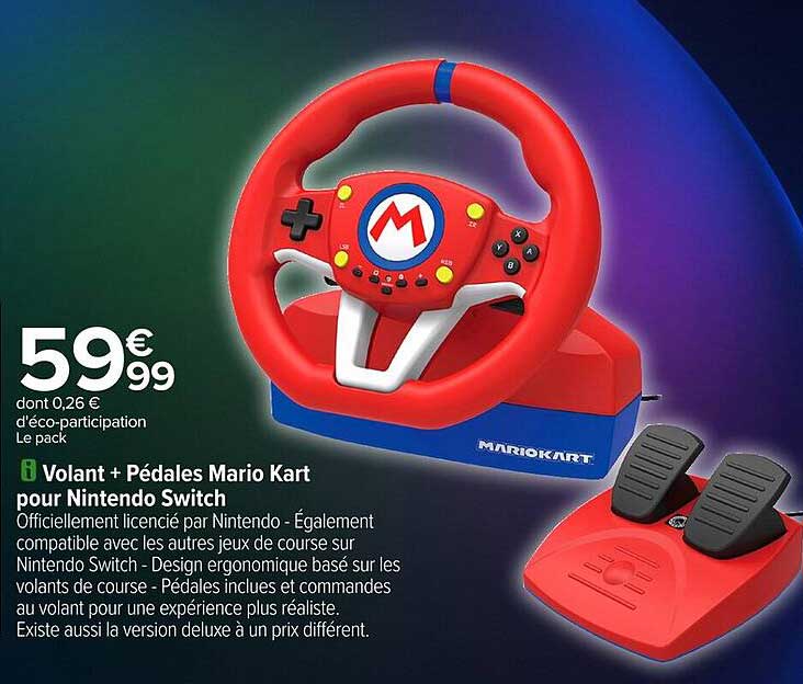 Volant + Pédales Mario Kart pour Nintendo Switch