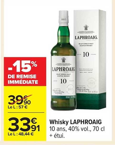 Whisky LAPHROAIG 10 ans, 40% vol., 70 cl + étui