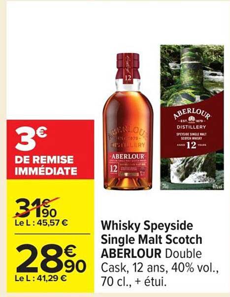 Whisky Speyside Single Malt Scotch ABERLOUR Double Cask, 12 ans, 40% vol., 70 cl., + étui.
