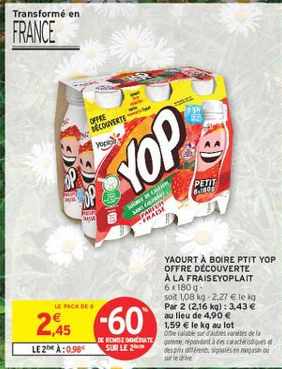 YAOURT À BOIRE PTIT YOP OFFRE DÉCOUVERTE À LA FRAISE