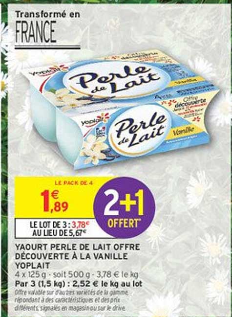 YAOURT PERLE DE LAIT OFFRE DÉCOUVERTE À LA VANILLE YOPLAIT