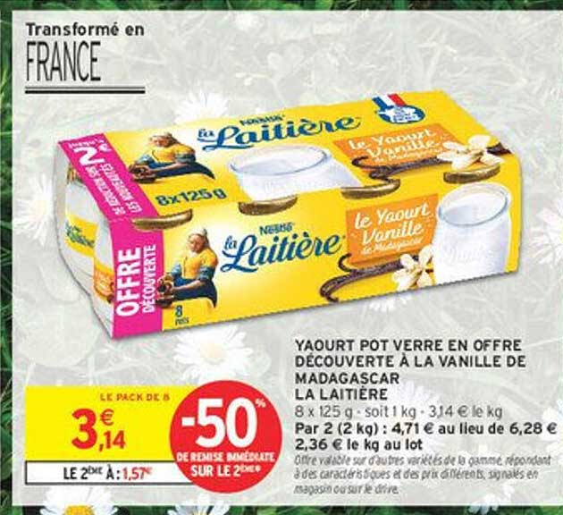 YAOURT POT VERRE EN OFFRE DÉCOUVERTE À LA VANILLE DE MADAGASCAR