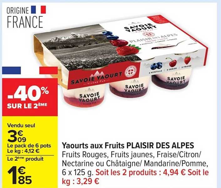 Yaourts aux Fruits PLAISIR DES ALPES
