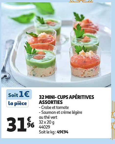32 MINI- CUPS APÉRITIVES ASSORTIES