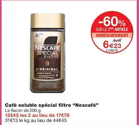 Café soluble spécial filtre “Nescafé”