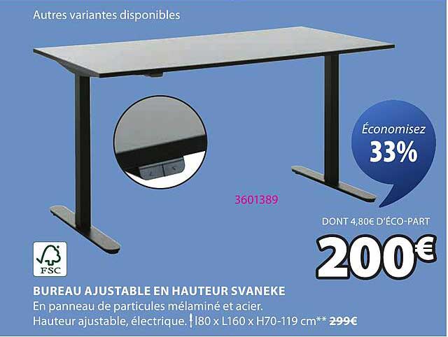 BUREAU AJUSTABLE EN HAUTEUR SVANEKE