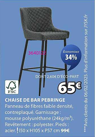 CHAISE DE BAR PEBRINGE