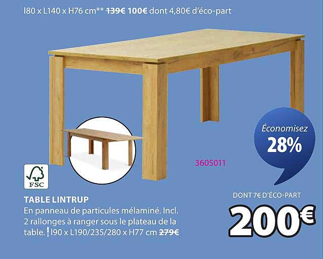 TABLE LINTRUP