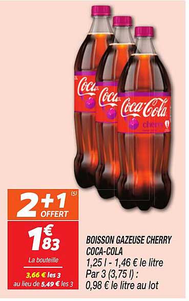 Coca-Cola Boisson Gazeuse Cherry Bouteille 100% Recyclée