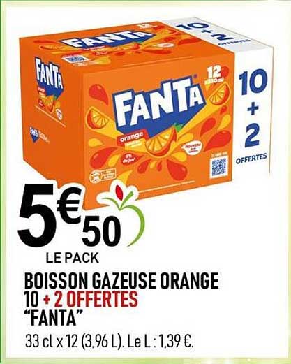BOISSON GAZEUSE ORANGE 10 + 2 OFFERTES "FANTA"
