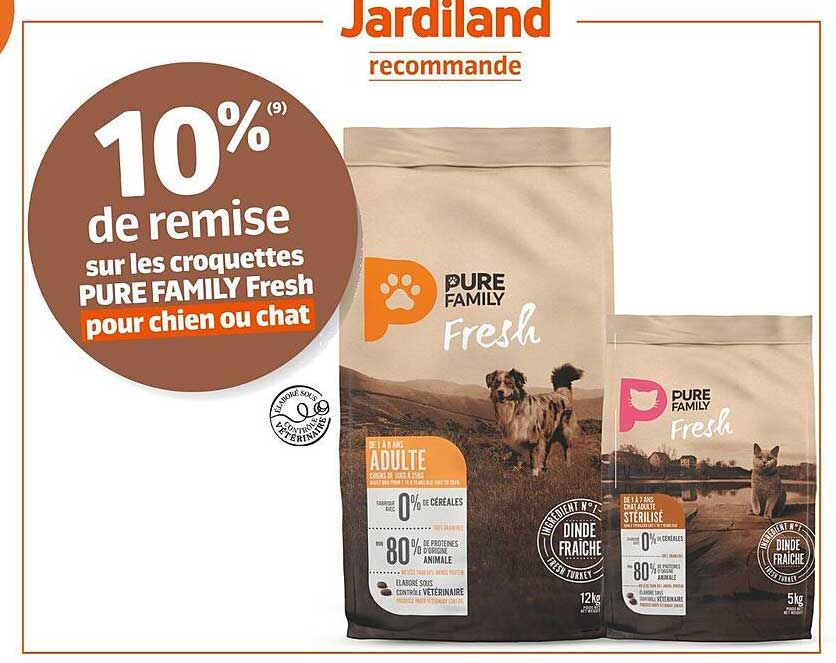 10% de remise sur les croquettes PURE FAMILY Fresh pour chien ou chat