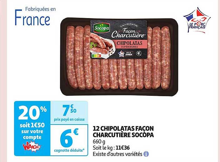 12 CHIPOLATAS FAÇON CHARCUTIÈRE SOCOPA