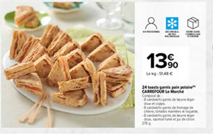 24 toasts garnis pain polaire™ CARREFOUR Le Marché