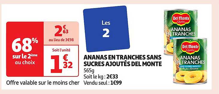 ANANAS EN TRANCHES SANS SUCRES AJOUTÉS DEL MONTE